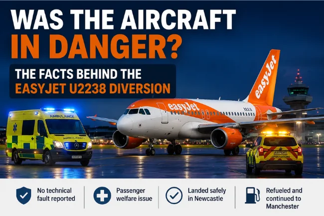 EasyJet flight U2238 emergency landing Newcastle