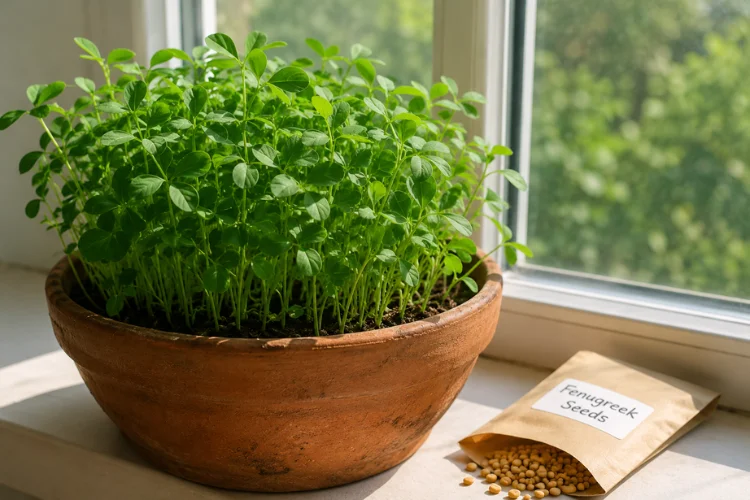 Fresh herb growing in pot