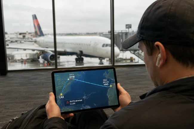 Delta Flight DL275 Diverted LAX passenger route map