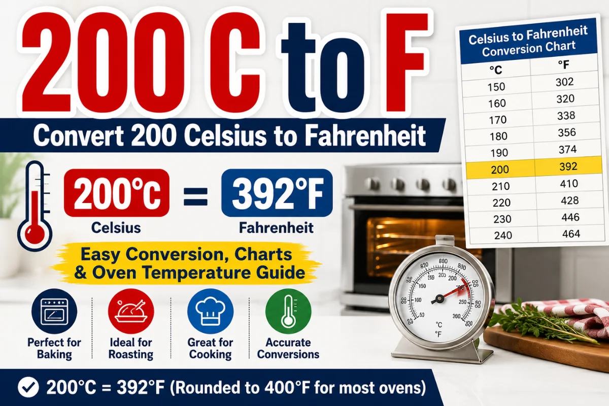 200 C to F – Convert 200 Celsius to Fahrenheit
