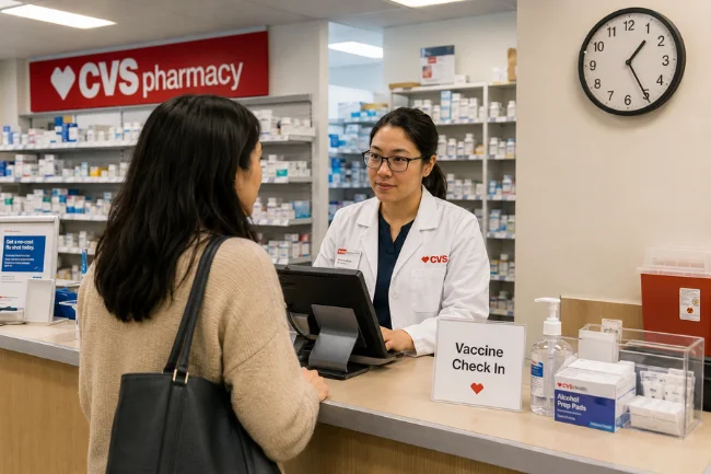 CVS Pharmacy Lunch Hours vaccine check in
