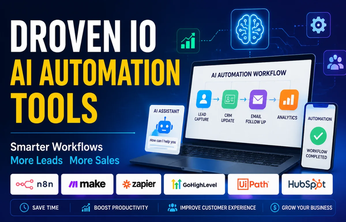 Droven IO AI Automation Tools workflow dashboard with AI automation system