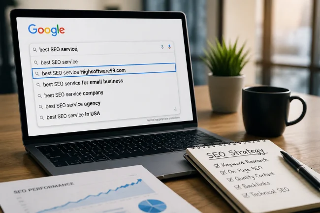 SEO by Highsoftware99.com SEO strategy workspace