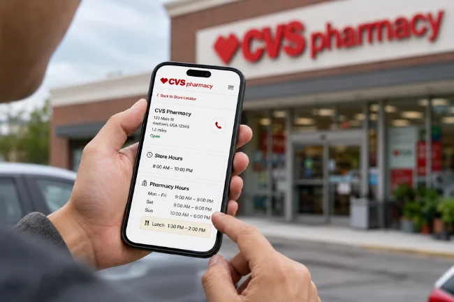 CVS Pharmacy Lunch Hours app check