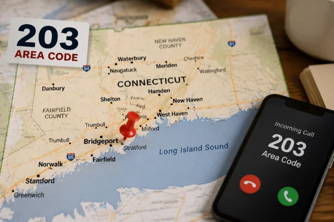 203 Area Code Connecticut map location