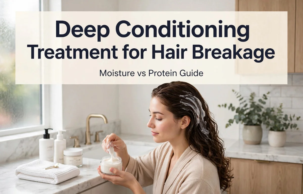 Applying deep conditioning treatment for hair breakage