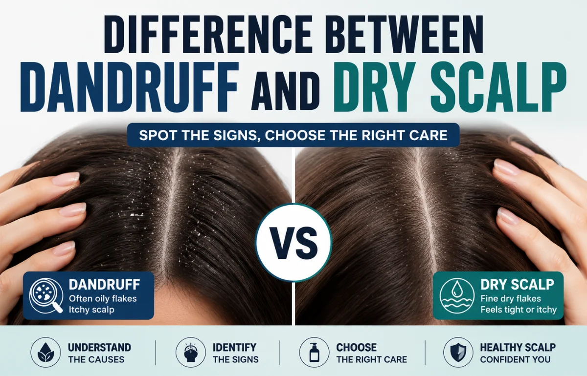 Difference Between Dandruff and Dry Scalp comparison image