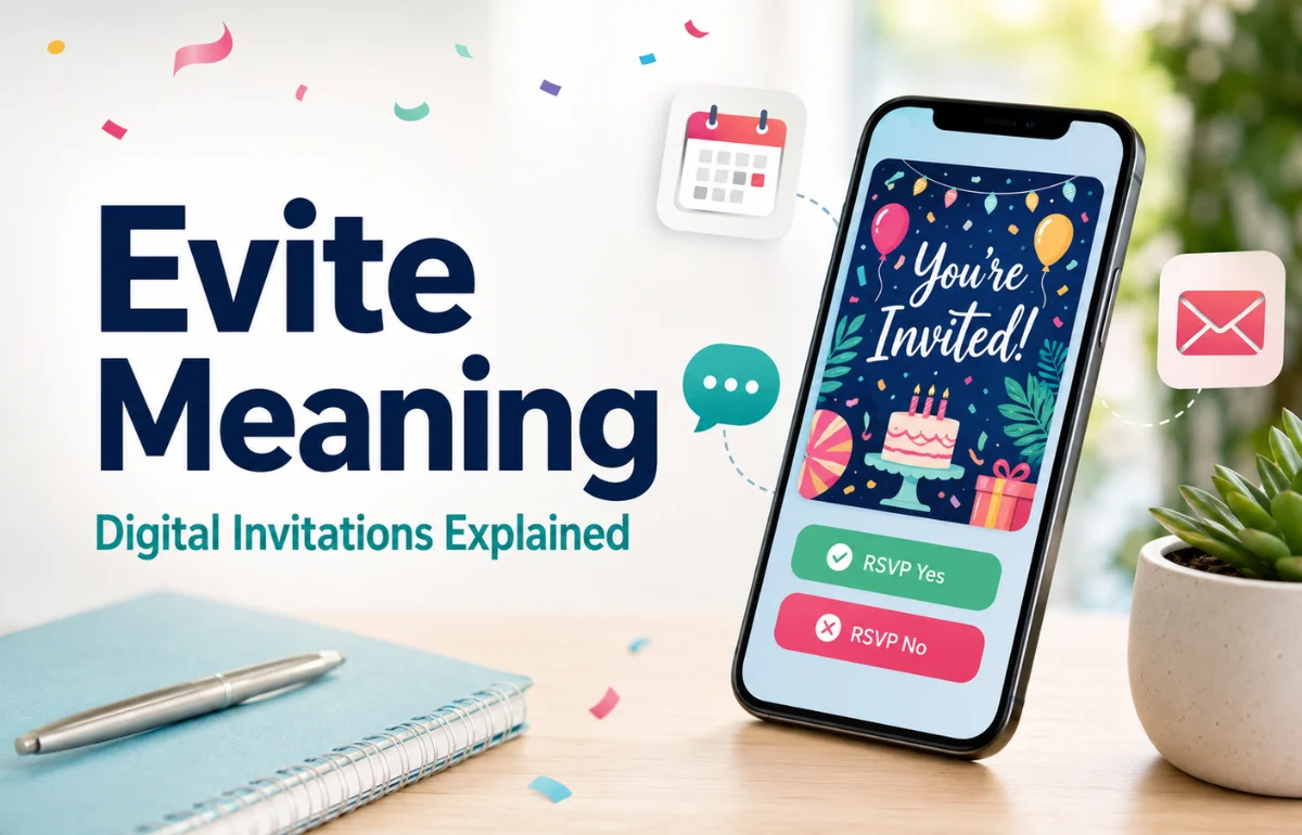 Evite Meaning digital invitation on phone