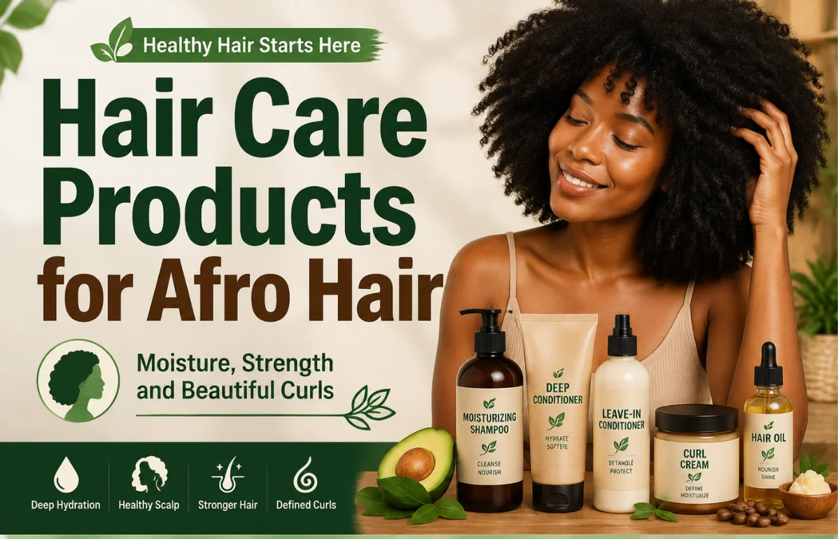 Hair Care Products for Afro Hair with moisturizing products and natural curls