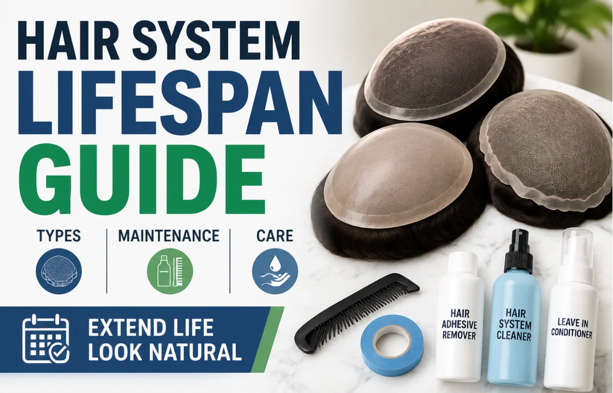 Hair System Lifespan Guide Types Maintenance Care infographic