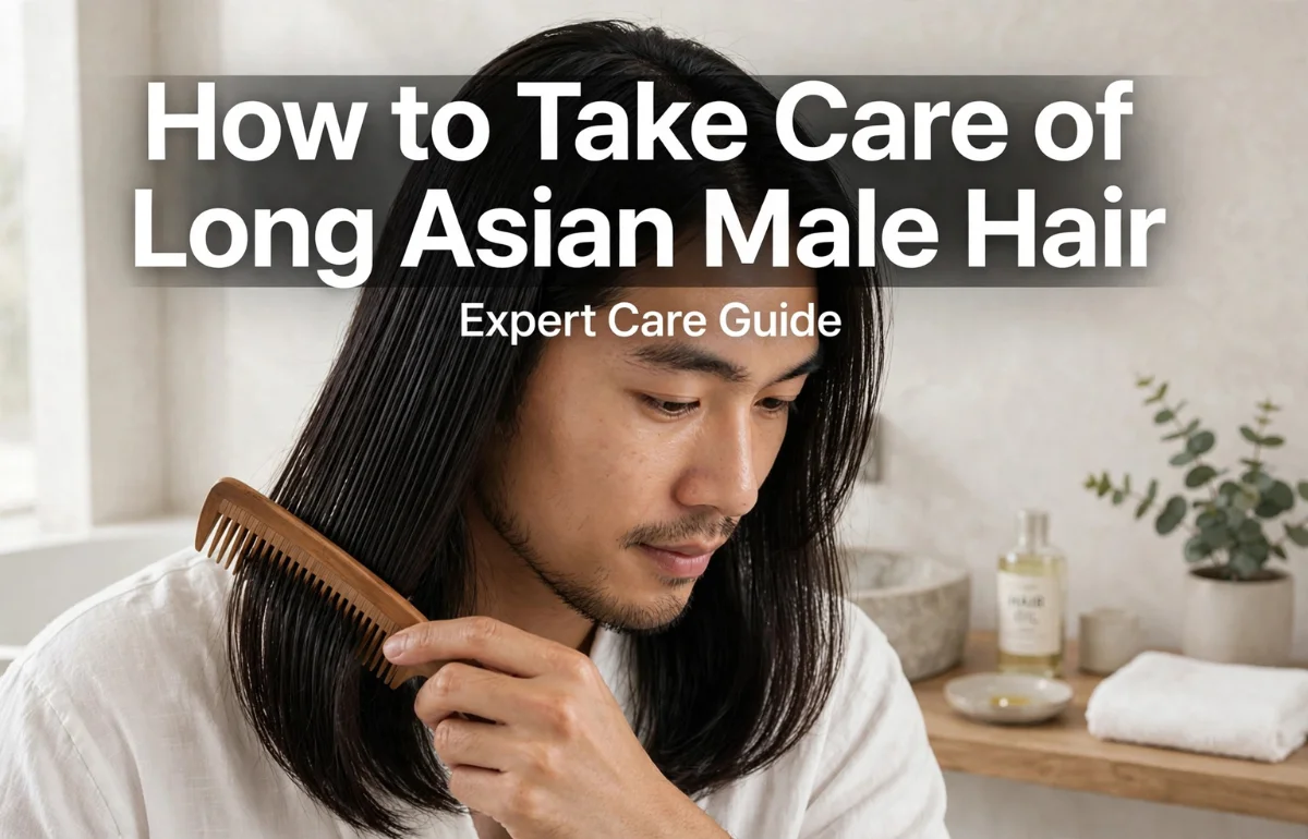 How to Take Care of Long Asian Male Hair - Asian man combing long hair