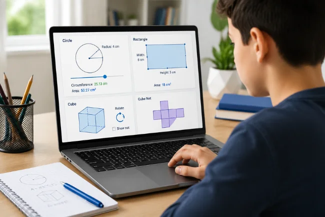 Geometry Learn V3 interactive geometry learning student laptop