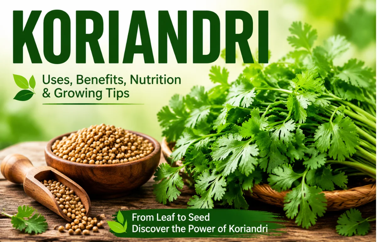 Koriandri leaves and coriander seeds for cooking and nutrition