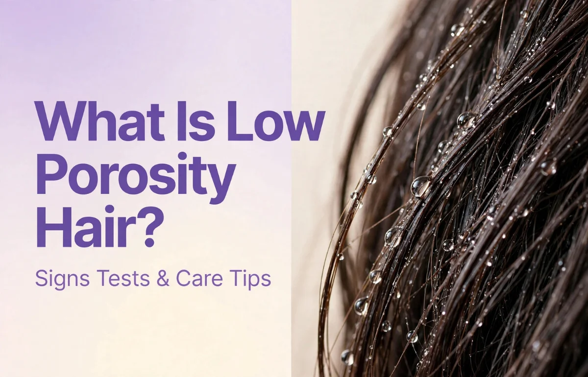 What Is Low Porosity Hair - water droplets beading on hair strands