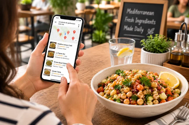 Best Ensalada de Garbanzos Near Me restaurant search with chickpea salad
