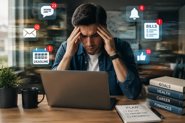 Jipinfeiche overwhelmed modern productivity stress concept